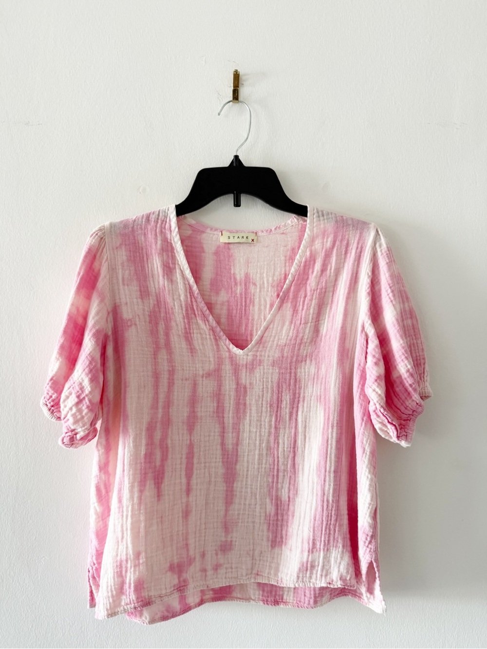 STARK x Pink Tie Dye Cotton Gauze Short Sleeve Blouse Size Small (S)